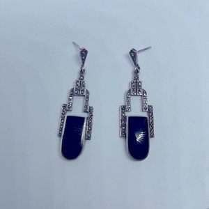 Art Deco onyx and Marqusite stone on sterling silver